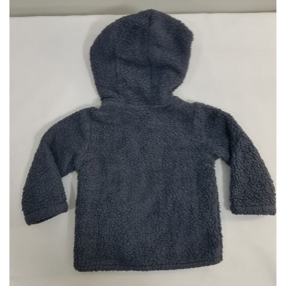 Carters Baby Boys Blue Fluffy Hooded Jacket 9M With Zipper & Pockets - Picture 6 of 8